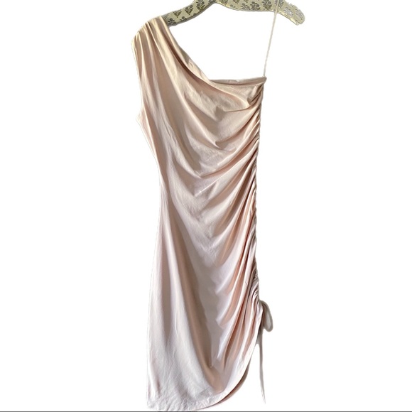 susana monaco One-Shoulder Minidress bodycon nwt xsmall small medium nude - Picture 2 of 11